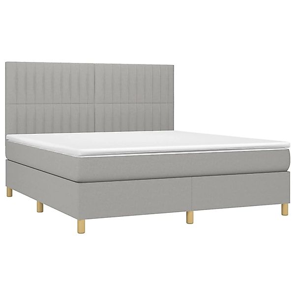 vidaXL Boxspringbett mit Matratze & LED Hellgrau 160x200 cm Stoff 3135605 günstig online kaufen