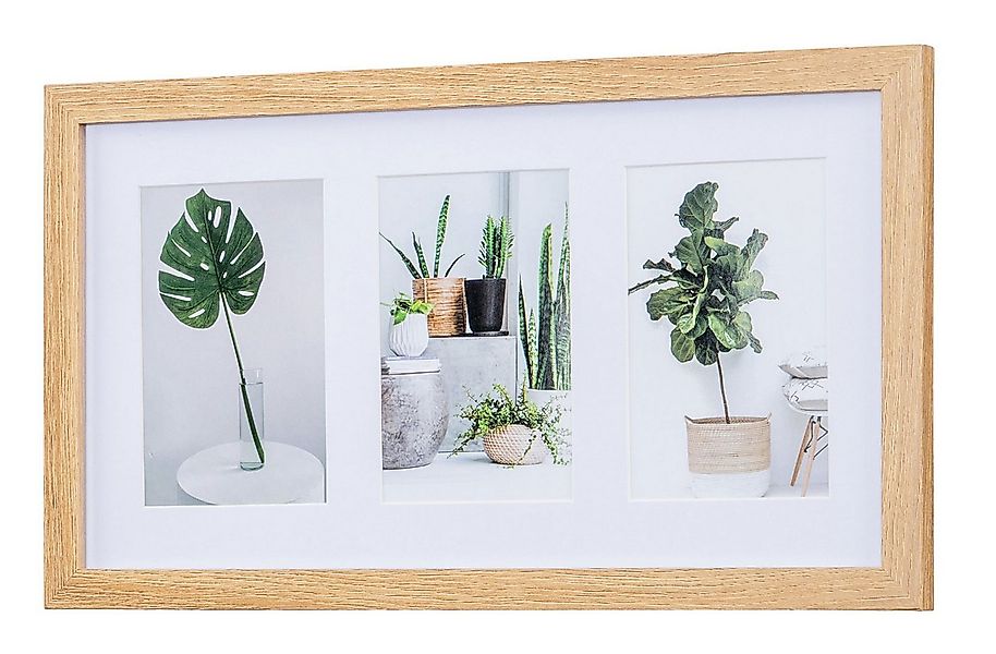 Levandeo® Bilderrahmen Collage, Bilderrahmen Collage 3 Fotos 10x15cm Eiche günstig online kaufen