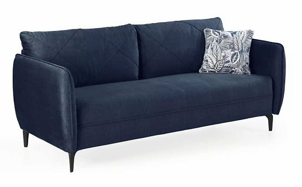 3er Sitzer Sofa NOVARA von JOB Velour blau günstig online kaufen