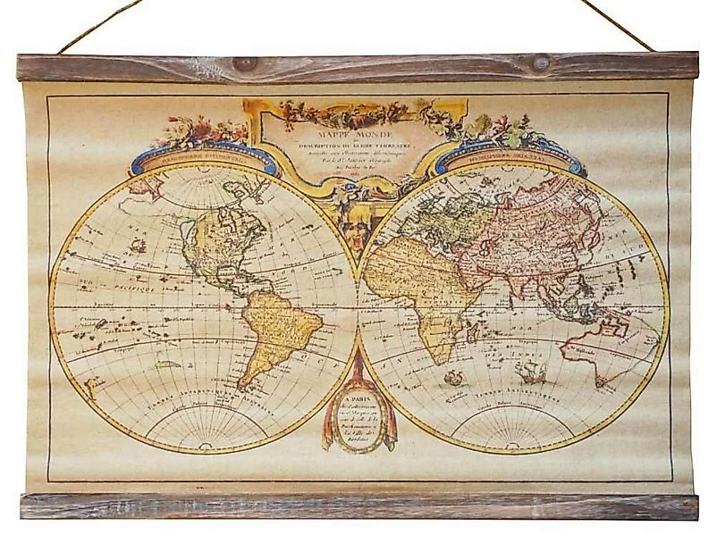 Nostalgie Wandbild Alte Weltkarte Vintage Atlas Schulwandkarte Leinwand 60x günstig online kaufen