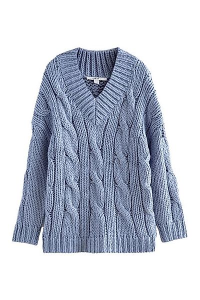 Next V-Ausschnitt-Pullover Dicker Pullover mit Zopfmuster günstig online kaufen