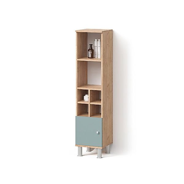 Livinity® Midischrank Fucino, Grün/Goldkraft Eiche, 30 x 130.6 cm kleine Tü günstig online kaufen