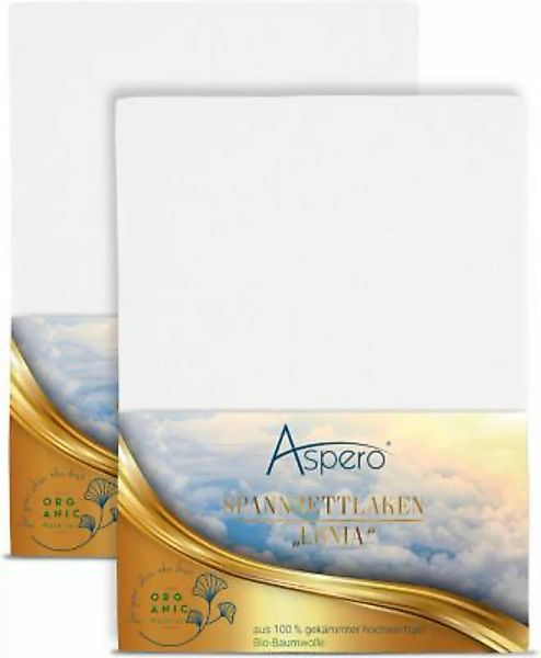 Aspero® 2 x Spannbettlaken aus Bio-Baumwolle Bettlaken weiß Gr. 160 x 200 günstig online kaufen