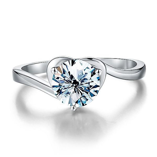 Runde Perlé Silberring Funkelnder Moissanit Herz günstig online kaufen