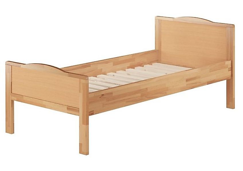 ERST-HOLZ Bett Einzelbett Überlänge extra hoch Buchenholz 90x220, Buchefarb günstig online kaufen