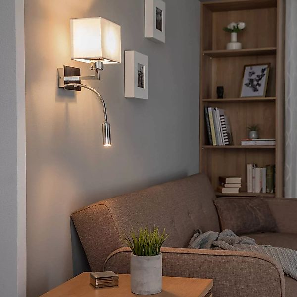 Wandlampe Harry, eckig, chrom/chrom/weiß günstig online kaufen