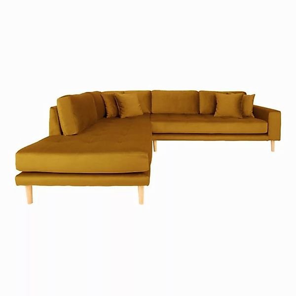 House Nordic Ecksofa Lido, in Senfgelb, Velour - 76x220cm (HxT) günstig online kaufen