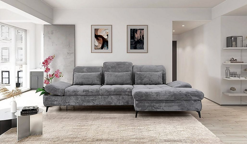 Hygger Möbelhaus Ecksofa Nola L-Form 300 x 170 cm. Wahlweise mit Bettfunkti günstig online kaufen