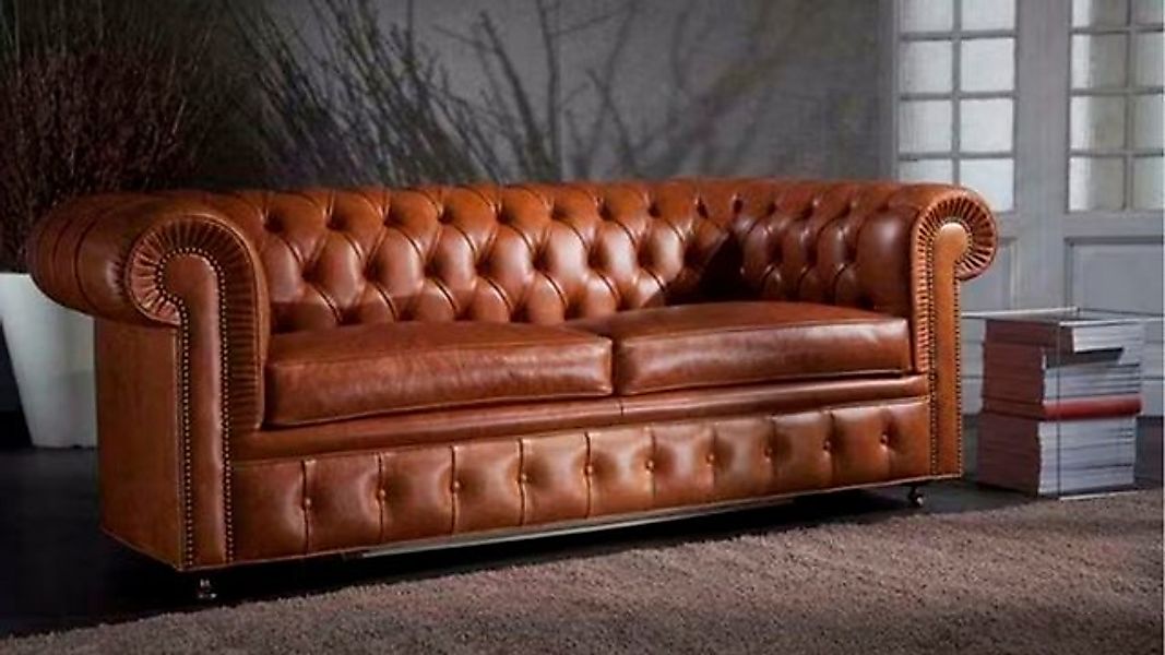 Xlmoebel Sofa 3-Sitzer Ledersofa im Chesterfield-Design mit Polstern und Si günstig online kaufen