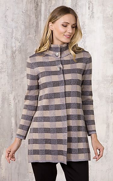 Passioni Cardigan mit Karomuster, Glitzergarn und günstig online kaufen