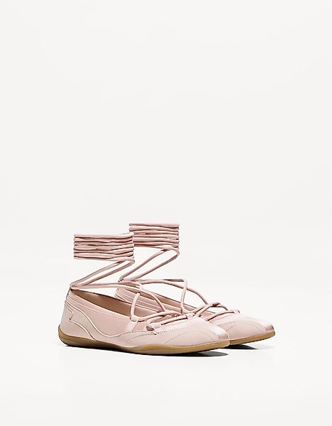 Bershka Ballerina-Sneaker Mit Schnürung Damen 36 Rosa günstig online kaufen