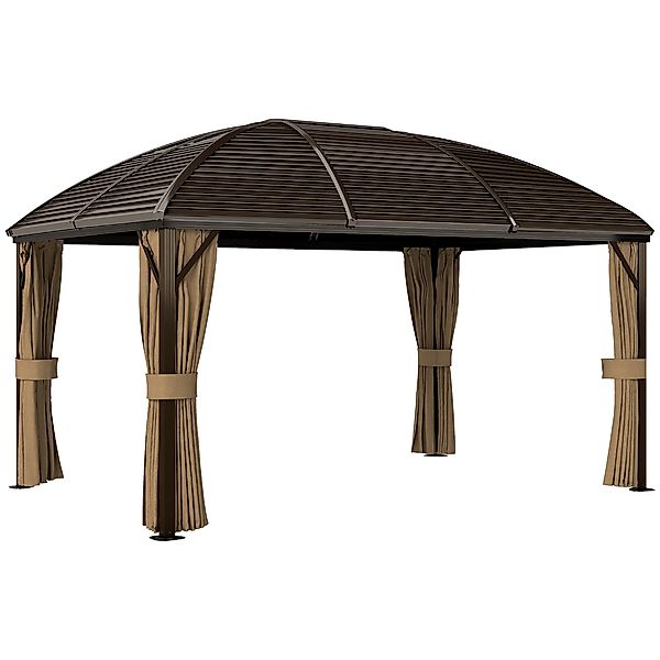 Outsunny Pavillon mit Hardtop, 4x3 m Wasserdicht Stabil Winterfest Gartenpa günstig online kaufen