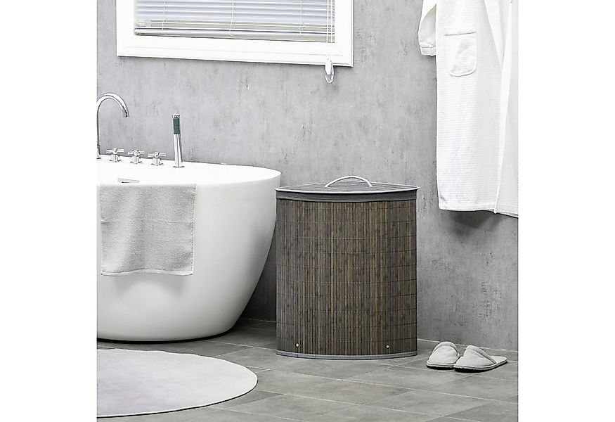 HOMCOM Wäschekorb mit Deckel 55L Laundry Baskets mit Griffen, herausnehmbar günstig online kaufen