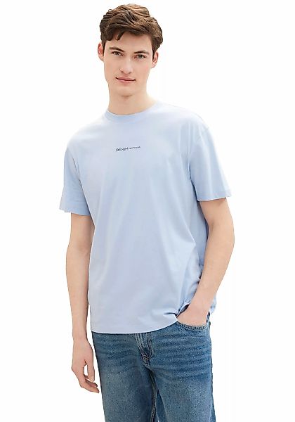 TOM TAILOR Denim Rundhalsshirt, mit Logo-Print und aus reiner Baumwolle günstig online kaufen