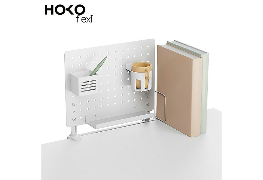 HOKO Schreibtischaufsatz Lochwand mit Buchstütze, Becherhalter, Stiftehalte günstig online kaufen
