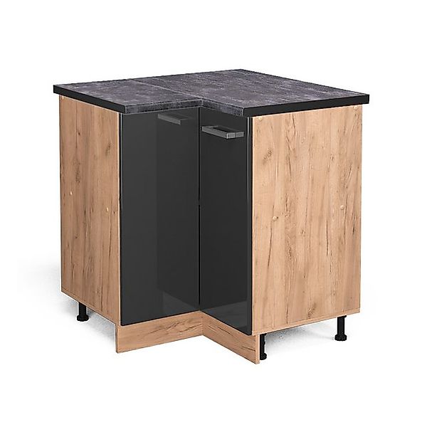 Vicco Eckunterschrank R-Line Anthrazit Hochglanz/Goldkraft Eiche 76 cm AP A günstig online kaufen