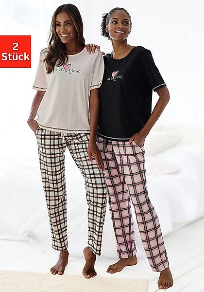 Vivance Dreams Pyjama (Packung, 4 tlg., 2 Stück) im Doppelpack mit Karomust günstig online kaufen