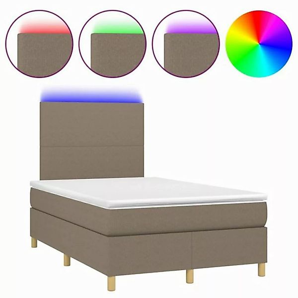 vidaXL Boxspringbett Boxspringbett mit Matratze LED Taupe 120x200 cm Stoff günstig online kaufen