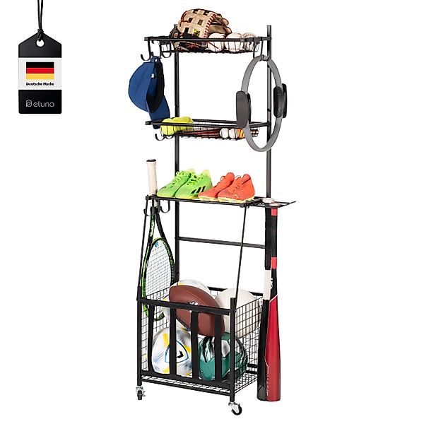 eluno Sportgeräte-Regalwagen mit stabilen Ablageflächen, Körben günstig online kaufen