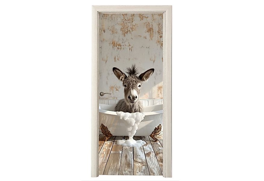 MuchoWow Türtapete Esel - Tier - Vintage - Badewanne, Matt, bedruckt, (1 St günstig online kaufen