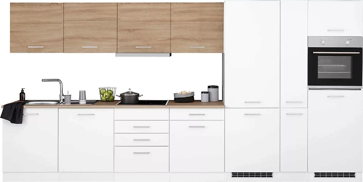 HELD MÖBEL Küchenzeile "Visby", mit E-Geräten, Breite 390 cm inkl. Kühl/Gef günstig online kaufen
