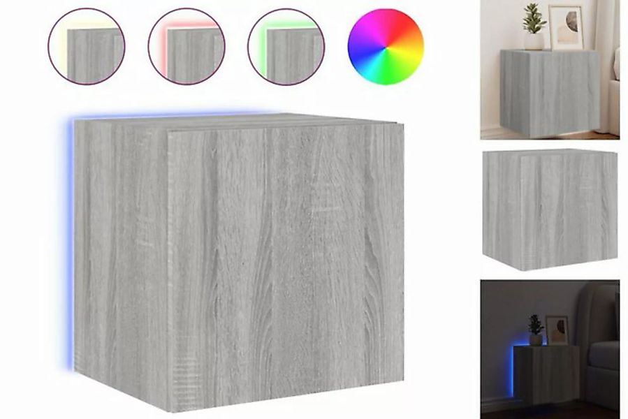 vidaXL Hängeschrank Hängeschrank Wandschrank mit LED-Leuchten Grau Sonoma 4 günstig online kaufen