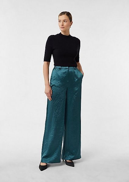 comma Chinos Hose Wide-Leg-Hose aus Crinkle-Satin günstig online kaufen