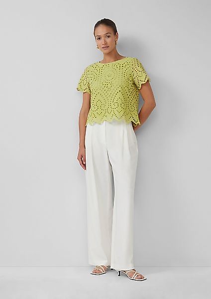 s.Oliver BLACK LABEL Kurzarmbluse Verkürzte Baumwollbluse günstig online kaufen
