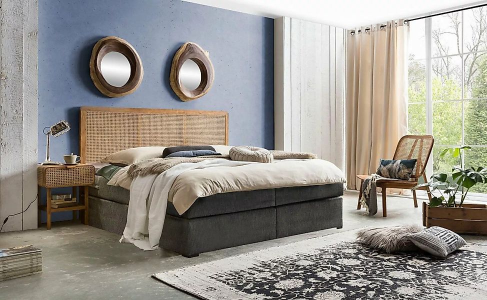 SIT Boxspringbett, Mit Rattan-Kopfteil günstig online kaufen