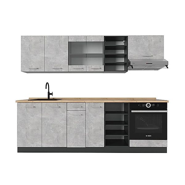 Vicco Küchenzeile R-Line, Beton/Anthrazit, 240 cm günstig online kaufen