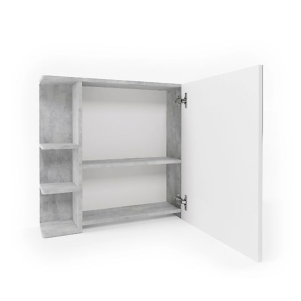 Vicco Badspiegelschrank Fynn Beton/Weiß 80 x 64 cm günstig online kaufen