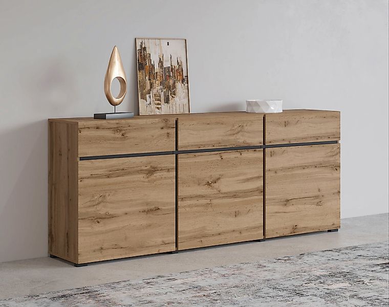 INOSIGN Kommode "Cross,Breite 180 cm, moderne grifflose Kommode,3 Türen/3 S günstig online kaufen