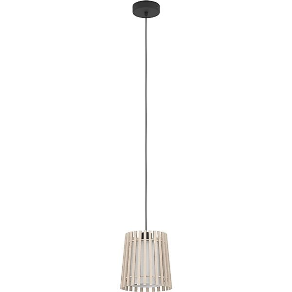 Eglo Pendelleuchte Fattoria 1-flammig 40 W Weiß-Schwarz-Braun günstig online kaufen