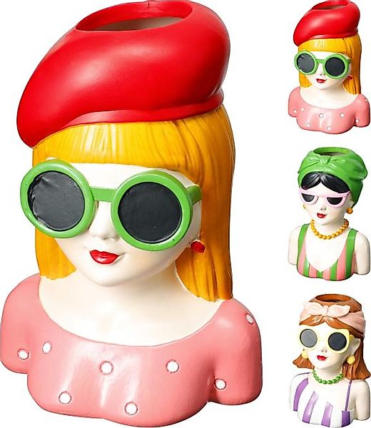 VASE für Trockenblumen Mädchen mit Sonnenbrille ca. 15x20 cm 1 Stück 3 Sort günstig online kaufen