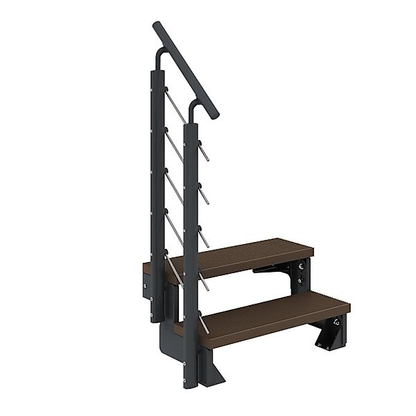 Dolle Außentreppe Gardentop Anthrazit 2 Stufen 100 cm Braun inkl. Geländer günstig online kaufen