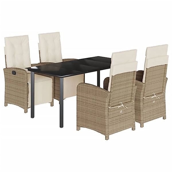 vidaXL 5-Tlg Garten-Essgruppe mit Kissen Beige Poly Rattan 3212580 günstig online kaufen