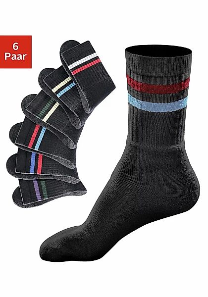 Go in Freizeitsocken, (Packung, 6 Paar), mit farbigen Streifen günstig online kaufen