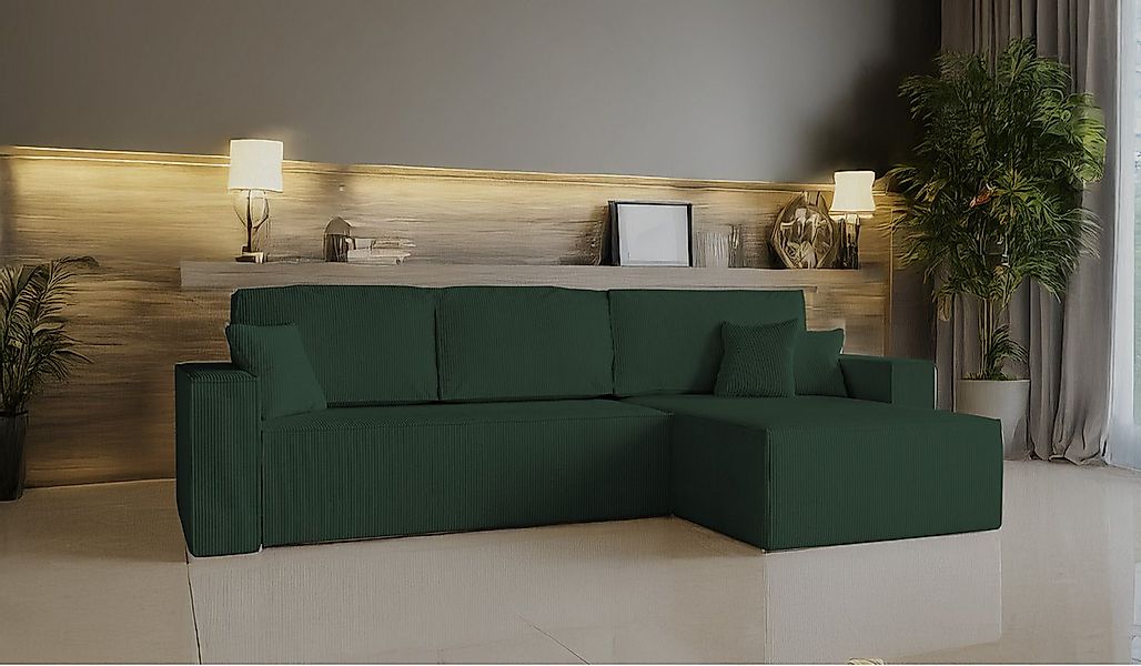 Goldstoff Ecksofa Amalia L-Form, Ecksofa mit Schlaffunktion, Bettkasten - C günstig online kaufen