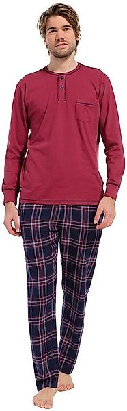 Pastunette Schlafanzug Modischer Herren Pyjama lang (2 tlg) Baumwolle Flane günstig online kaufen