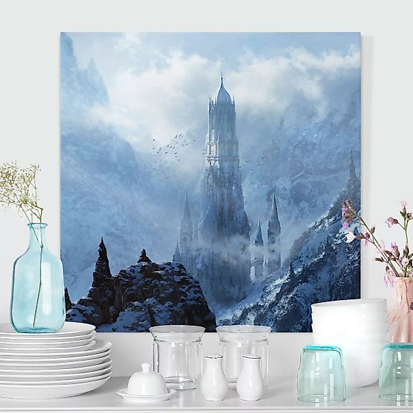 Leinwandbild Phantastisches Schloss im Schnee günstig online kaufen