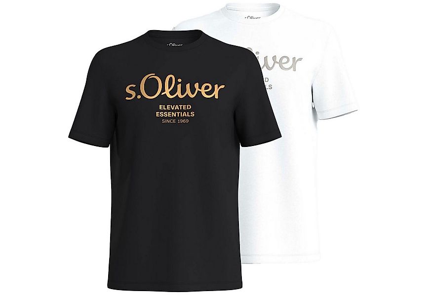 s.Oliver T-Shirt Casual (2-tlg) mit Rundhals-Ausschnitt, kurzarm, Logo-Aufd günstig online kaufen