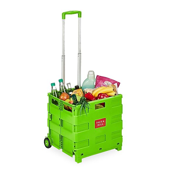 relaxdays Einkaufstrolley Klappbarer Einkaufstrolley, Grün günstig online kaufen