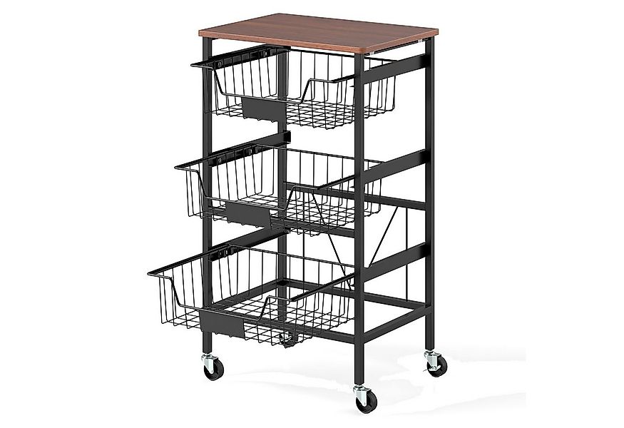 COSTWAY Servierwagen, 3 Etagen, ausziehbare Körbe, bis 50kg 42x31x74cm günstig online kaufen