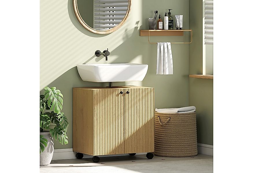 HOMCOM Waschbeckenunterschrank mit 2 Türen, einstellbarem Regal (Badezimmer günstig online kaufen