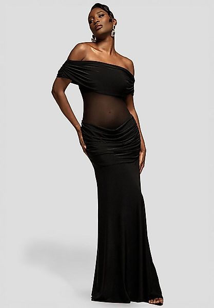 Goddiva Maxikleid Gathered Off The Shoulder Mesh Waist Panel Maxi Dress Lan günstig online kaufen