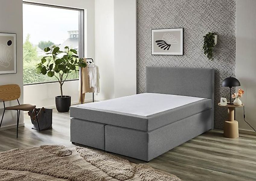 Boxspringbett ca. 140x200 cm Bezug silber Bonellfederkern ohne Topper günstig online kaufen
