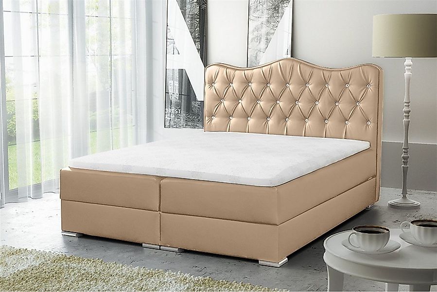 Fun Möbel Boxbett Schlafzimmerbett SULTAN in Kunstleder "Madryt" Creme (ink günstig online kaufen