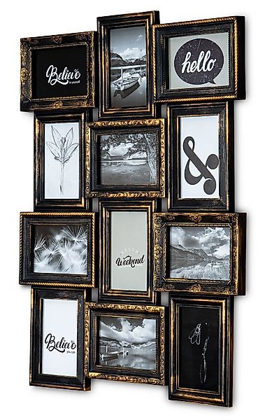 Levandeo® Bilderrahmen Collage, Bilderrahmen Schwarz Kupfer günstig online kaufen