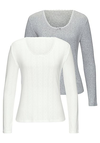 Vivance Langarmshirt (2er-Pack) aus feiner Pointelle-Ware mit Spitze, reine günstig online kaufen