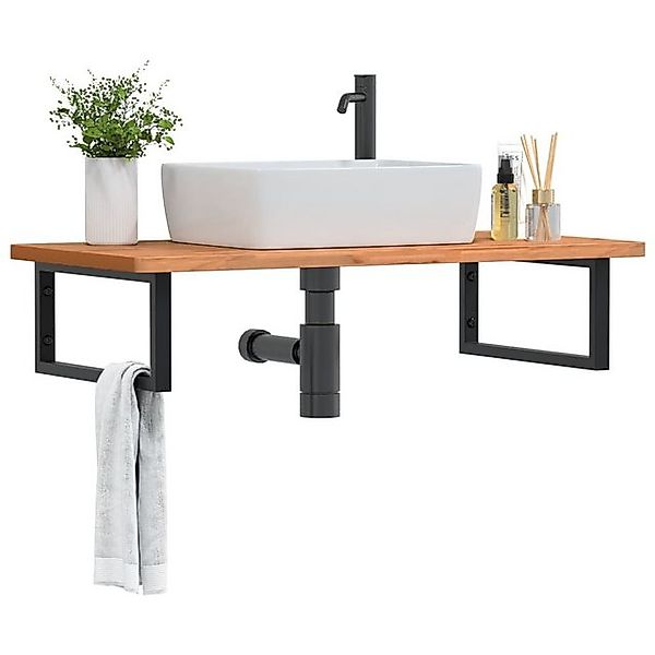 vidaXL Waschbeckenschrank Waschbeckenregal Wandmontage Stahl und Massivholz günstig online kaufen